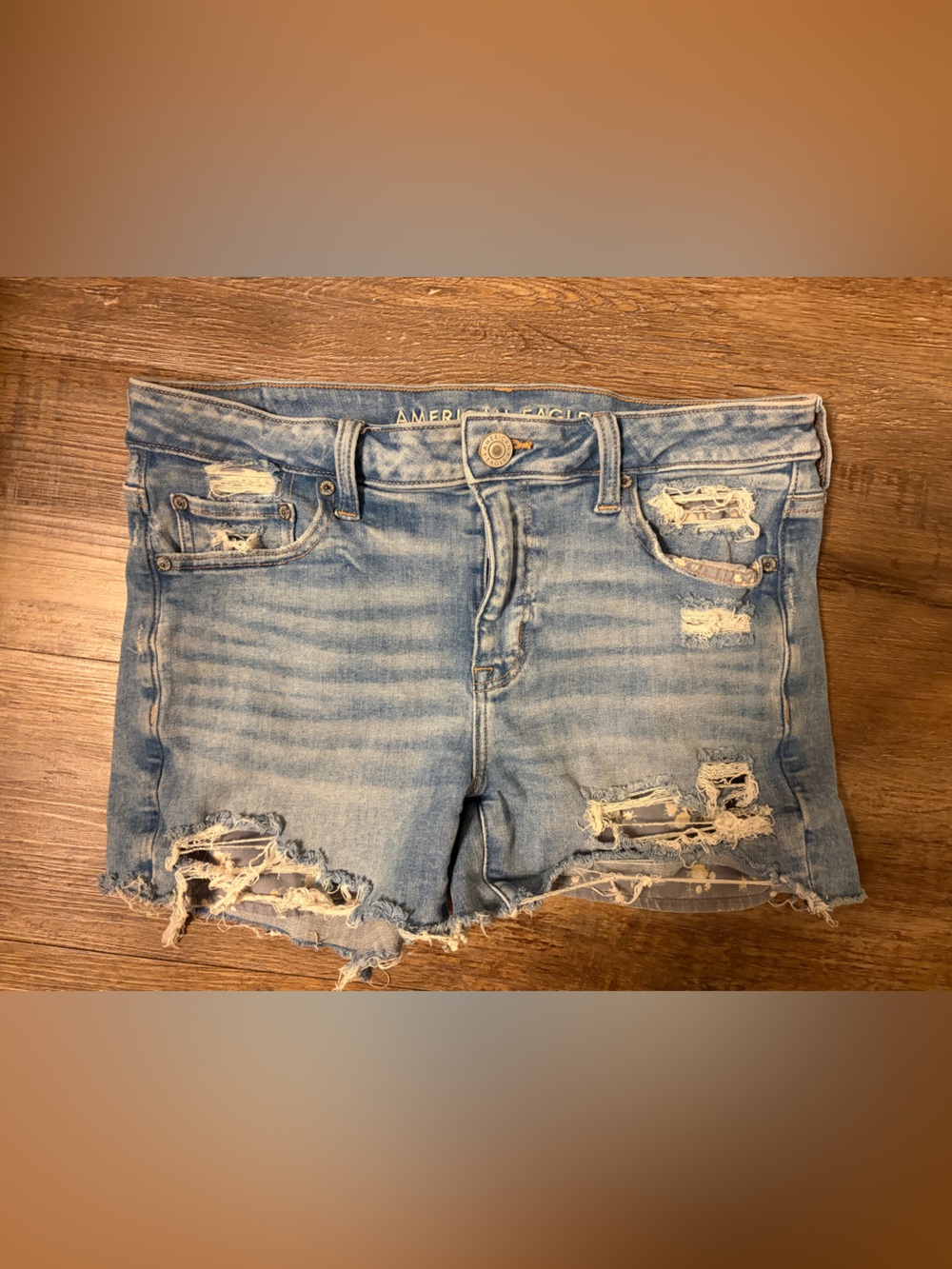 American Eagle Outfitters Distressed Light Blue Denim Shorts